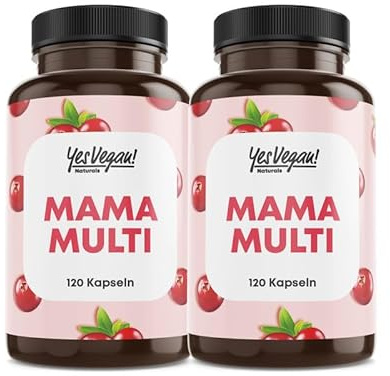 Mama Multi (240 Kapseln für 8 Monate) 3-in-1: Kinderwunsch Tabletten, Schwangerschaftsvitamine und Stillzeit Vitamine - 16 Prenatal Vitamins und Superfoods - VEGAN (2x 120 Kapseln (2er Pack))