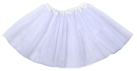 TEROTY Women Ballet Tutu Skirts Elastic Layered Dance Ballet Tulle Skirt for Girls Dress-up Parties Dancing (White)