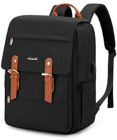 LOVEVOOK Schulrucksack Teenager Mädchen, Rucksack Damen Herren, Wasserdichter Daypack mit Laptop Fach 15.6 Zoll, School Bag Tagesrucksack, Handgepäck für Lehrer Schule Business Reise Schwarz