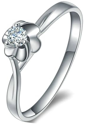 ANAZOZ Eheringe 950 Platin, Solitärring Damen Trauringe mit Labor Diamant 0,098 Karat größe 47 bis 65