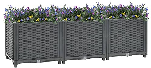 Cosisti Lit Surélevé Jardinière d'Extérieur Carré, Potager sur Pied, Bac Jardiniere Exterieur, Balcon - Polypropylène Gris Foncé - 120 x 40 x 38 cm