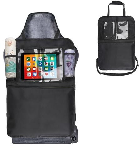 Rückenlehnenschutz Auto Kinder, Wasserdicht Kick-Matten-Schutz Auto Organizer Kinder, Oxford Tuch Autositz Organizer, Hohe Kapazität Rücksitz Organizer mit Tablet Tasche, für Die Meisten Kleinwagen