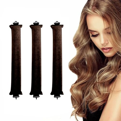 Roctree 3Pcs Rizador de Pelo Sin Calor - Heatless hair curlers, rulos flexibles para rizar pelo,Persona Perezosa Rizador de Pelo para Cabello Largo Medio Corto(Marrón)