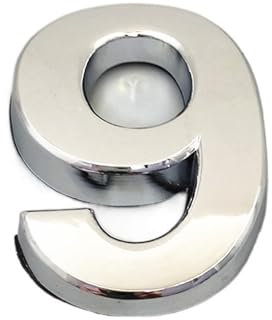 TAIGUHUI Hausnummer 0123456789 Türnummer Modernes Schild Hausnummer Hoteltür Adresse Ziffern Aufkleber Schild Kunststoff Silber Farbe Hausnummernschild (Color : 9, Größe : 7cm)
