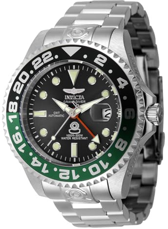 Invicta Grand Diver 45667 Herren Uhr - Wasserdicht - Analog - Automatikuhr - Edelstahl mit schwarzen zifferblat - 47mm