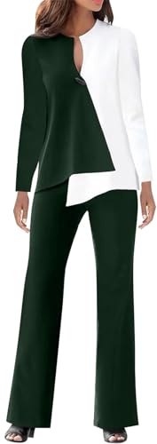 Tenue 2 pièces pour femme, formelle, élégante, à manches longues et jambes larges, blazer, ensemble assorti pour mariage, bal, soirée, pantalon de mère de la mariée