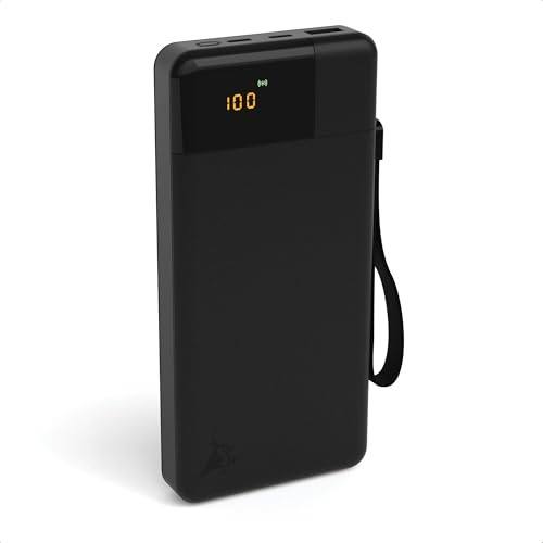 Aqiila Power Bank 20000 mAh 65 Watt di ricarica rapida | Quick Charge, Power Delivery 3.0, display LCD, 2 X USB-C, USB-A, 3 dispositivi contemporaneamente | Power Bank con cavo USB C, imballaggio