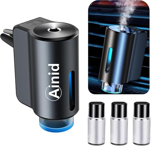 Ainid 2024 - Diffusore di Aromi Intelligente per Auto Con 3 Diffusori e Aromaterapia, Atomizzatore a Ultrasuoni (Campanella Blu, 3 Olii)