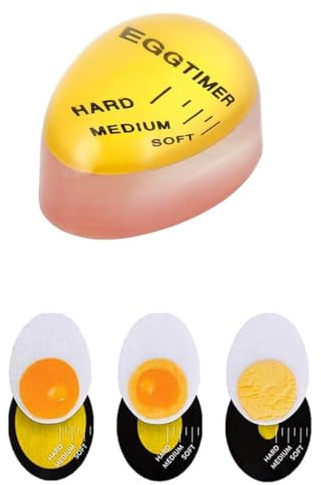 CHEFZOCO Timer per uova sode, indicatore di cottura delle uova, misuratore di cottura delle uova, timer per la cottura delle uova, indicatore per uova sode, medie e dure, giallo