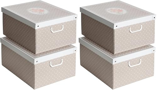 Lavatelli 2er-Set Aufbewahrungsbox mit Deckel für Kleidung und Wäsche, Punkte Gross Karton Kleiderschrankboxen, saisonaler Wechsel, Geschenkboxen 50x39x24 cm, BIG (Packung mit 2)