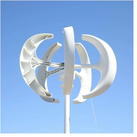 Turbina aerogeneradora de 5000W, 12V, 24V, 48V, molino de viento de eje Vertical de 5KW con controlador de carga híbrido for uso doméstico Para el hogar, la granja, los vehículos recreativo(WHITE,WITH