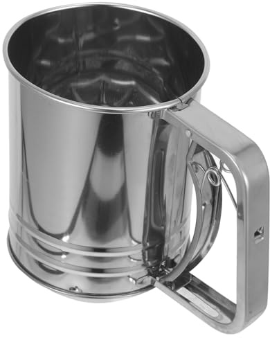 FONDOTIN Setaccio per Farina in Acciaio Inossidabile Maglia Fine Portatile Utensile da Cucina per Setacciare Farina Zucchero Velo e Cacao