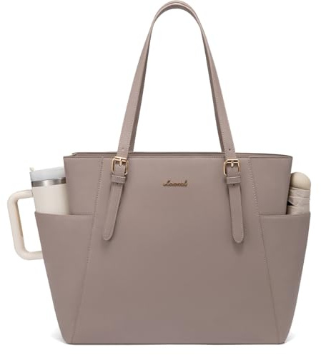 LOVEVOOK Handtasche Damen Groß, PU Leder Arbeitstasche, Laptoptasche | Große Wasserflaschen-Tasche Außen, Lehrertasche, Aktentasche, Stylische Shopper Tasche für Uni, Business, Büro und Reise