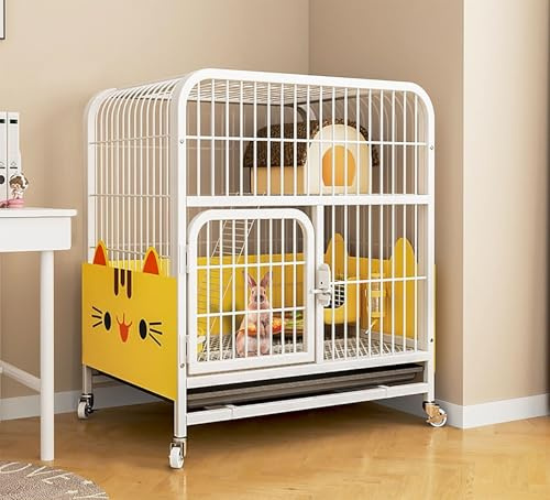 Kaninchenkäfig Meerschweinchenkäfig mit auslaufsicherer Schale, Doppelschichtiges Design, geräumig für 2 Kaninchen, einfacher Zugang und Reinigung, langlebige Konstruktion