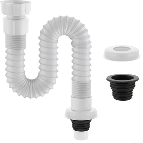 Conector flexible de desagüe de 0,32 a 0,78 m con accesorios, tubo de sifón extensible para fregadero, manguera de drenaje flexible para salida de residuos de cocina y baño