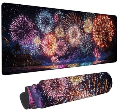 Alfombrilla Ratón Gaming XXL, Gaming Mouse Pad 600 x 300 mm, Protector Escritorio Antideslizante, Alfombrilla de Ratón Año Nuevo, Mousepad Grande, Tapete Raton para Jugadores de PC, Oficina h-825