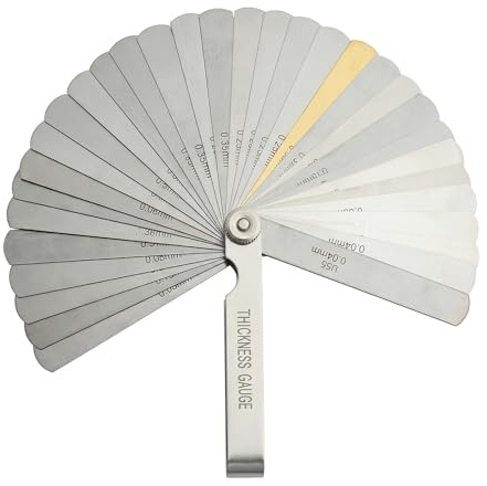 Set di 32 Pezzi Spessimetro in Acciaio Inossidabile - Misurazione Precisa Gioco Valvole e Distanza 0,01-0,88mm, Metrico e Imperiale, Ideale per Motori, Meccanica, Stampanti 3D