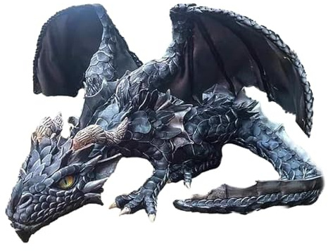 Escultura De Dragón: Guardián Mítico Y Acabado Resistente A La Intemperie | Escultura De Dragón En Cuclillas Grande, Resina Realista | Para Jardín, Patio, Terraza, Porche, Apariencia De Piedra P