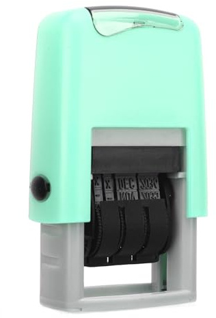 Cocoarm 25x2,8 Mm Engelsk Datumstämpel Automatisk Datumstämpel ABS Justerbar Snabbtorkande Klart Tryck Bärbar Stämpel för Studier Arbetskontor Skola Daglig Dokumentmärkning (Grön)