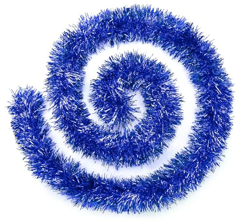 Brinny 5 Stück 2m Weihnachten Lametta Girlande Twist Glänzend Metallisch Weihnachtsbaum Schmuck Hängende Dekoration für Kranz Hochzeit Geburtstag Party Festival - Blau