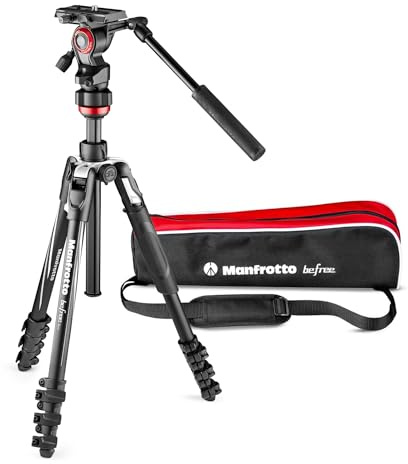 Manfrotto Befree Live Reise-Videostativ mit Videokamerakopf und Hebelverschluss, Aluminium-Stativ für DSLR-, spiegellose und Reflexkameras und Videokameras, Kamera- und Videozubehör