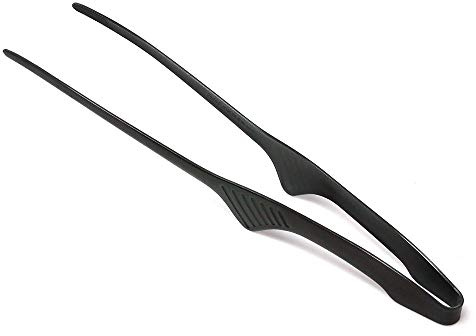 Todai 9.4-Inch Stainless Steel Non-Slip Yakiniku BBQ Tongs (Black)