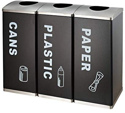Trash can Poubelle- Caisses de Rangement en Plastique pour poubelles extérieures, Noir, classées 3 (Color : No Cover, Size : Set of 3)