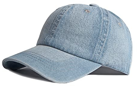 Baiyee Unisex Baseball Cap Mütze Kappe Hut Jeans Sonnenhut Schirmmütze Hip Hop Cap Verstellbar Basecap Metallclip Sommerhut für Damen Herren Mädchen Jungen Hellblau