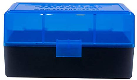 X-Targets Patronen Aufbewahrungsbox aus Kunststoff mit Deckel / .223 Remington / 50 Schuss (Blau)