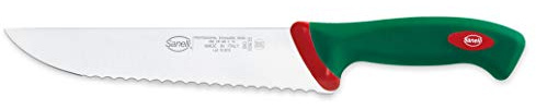 Sanelli Premana Professional Coltello Francese seghettato, Acciaio Inossidabile, Verde/Rosso, Lama cm.22