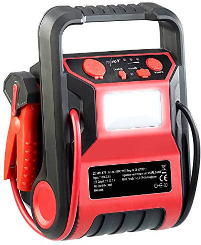 revolt Powerpack Starthilfe: 5in1-Starthilfe-Powerbank & Kompressor, USB, 12V 9.000mAh, 600A 250psi (Powerpack 12V, Auto, Samsung Drucker)