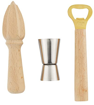 Mud Pie 48600153 Margarita Cocktail Set, exprimidor Jigger 2.75 | Abridor de Botellas 6.5, marrón