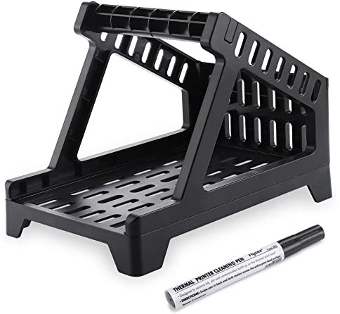 Fentar Thermo Etikettenhalter für Rollen und Endlosetiketten, Zubehör für Desktop-Etikettendrucker, Etikettenhalter mit Reinigungsstift (Schwarz)