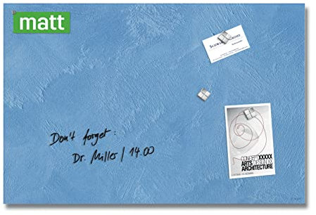 SIGEL GL394 Premium Glas-Magnettafel 60x40 cm, blau, Design Blue Structure, matt, nicht spiegelnd, SGS geprüft, einfache Montage, incl. 3 starke Magnete, Artverum