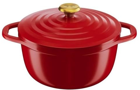 TEFAL E2544604 Air cocotte légere 24 cm fonte d'aluminium rouge, tous feux dont induction