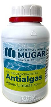 Mugar- Antialgas Líquido No Espumante Aguas Limpias en Formato de 500 Mililitros- Algicida Extra en Formato Pequeño-500 Mililitros
