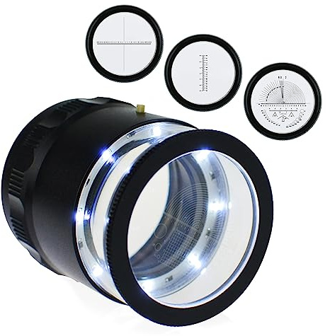 Juwelierlupe 10x, 8 LED, 4 Glas-Skalenlinsen, Schmucklupe, 5 mm, Sichtfeld, beleuchtete Juwelierschlaufe, Edelsteine, Münzen, Briefmarken, Uhren