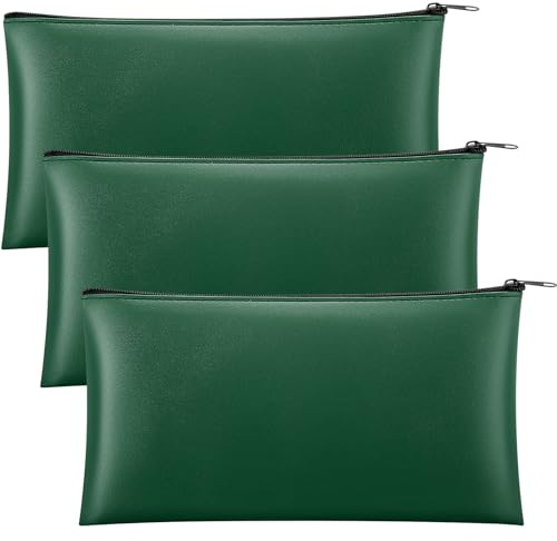 Paterr 3 st sedelväska med dragkedja, 25 x 15 cm PU-läder dragkedja pengapåse konstläder blixtlås säkerhetsinsättning bankväska kompakt liten mynt kontanter väska verktyg check plånbok kosmetiskt