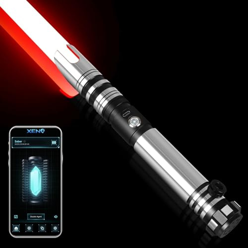 RGB Duell-Lichtschwert für Erwachsene mit App, Metallgriff & Smooth Swing | APP-Steuerung, Unendliche RGB-Farben, Volle Grosse, Perfekt für Sammler, Cosplay & Geschenk, Gestensteuerung, FOC