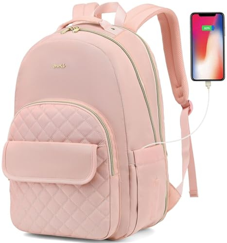 Breold Schulrucksack Mädchen Teenager Rucksack Frauen für 17,3 Zoll Laptop,Rucksack Damen Rucksack Schule Schulranzen für Universität Studium,Stadtrucksack Cityrucksack Reiserucksack Damen mit USB