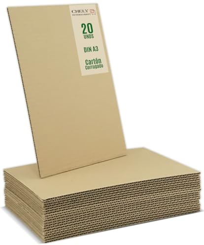 CHELY INTERMARKET Planchas Cartón A3 4MM Pack 20 Soporte Manualidades Scrapbooking Corte Modelismo Base Dibujo Escolar Resistente Proyectos Creativos Cartulina Gruesa Cartón Papel Maqueta
