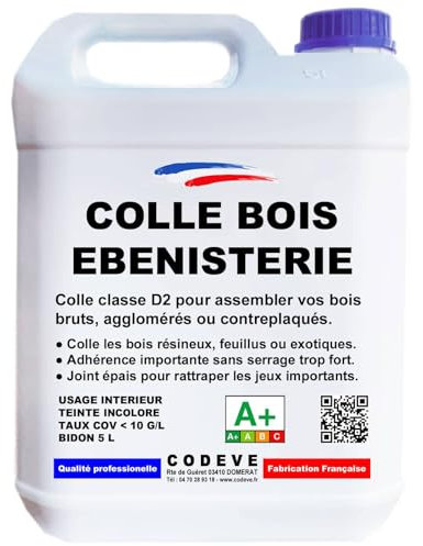 Colle Bois Extra Forte - Codeve Bois - 20L - Intérieur - Pour Le Collage De Votre Bois Massif, Brut, Stratifié, Aggloméré Ou Contreplaqué.