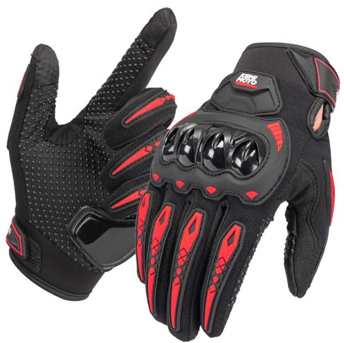 KEMIMOTO Gants Moto Été Homme, Knuckle Protection Respirant à Écran Tactile, Plein Doigt, Gants Motos Scooter pour la Course de Moto, VTT, Escalade, Chasse et Motocross
