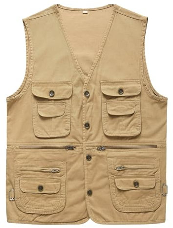 KBOPLEMQ Weste Herren Outdoor Angeln Praktischen Jagdweste mit Mehreren Taschen Leicht Sommer Jacke Arbeitsweste Atmungsaktiv Anglerweste Ohne Ärmel Westen Ärmellose Multifunktionsweste