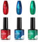Gel Nail Polish Set, 3Color Metallic Nail Varnish Kit, Soak-Off UV/LED Salon Glossy Nail Art Polish, Red Blue Green Metallic Painted Gel Polish for DIY French Manicure At Home