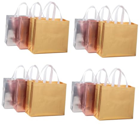 Hohopeti 12stücke Wiederverwendbare Geschenktüten Mit Griffen Für Geschenke Verpackung Leckereien Taschen Party Geschenktüten Robuste Und Stabile Beutel Für Kleine Unternehmen
