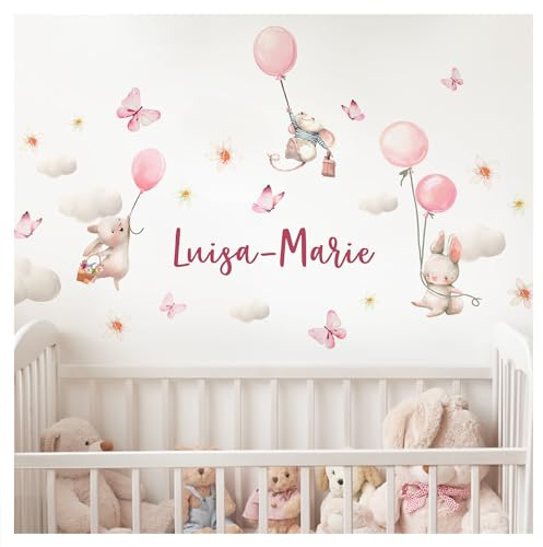 Little Deco Wandtattoo Hasen mit Wunschname DL5078 L