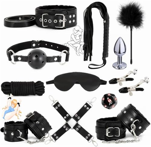 Set Di Accessori Per L'abbigliamento Fitness in Pelle Nera Da 12 Pezzi - H