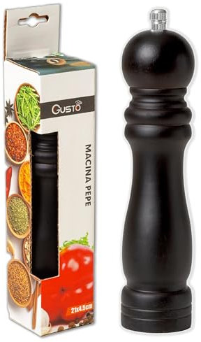 IPEA Molinillo de Pimienta Manual de Madera Negro para Pimienta y Sal - Molinillo de pimienta clásico de cocina con molinillo de metal para moler especias, comino, sésamo, Paprika