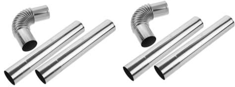 Garneck 2 Sets Chimney Exhaust Cooktop Stove an Fittings Outdoor Stove Camping Stove Flexible Air Heating Stove Exhaust Pipes Chimney Hose Stainless Steel